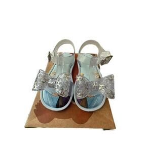 Mini Melissa Women's Blue/Clear Glitter Silver MAR SANDAL + FROZEN Size 7